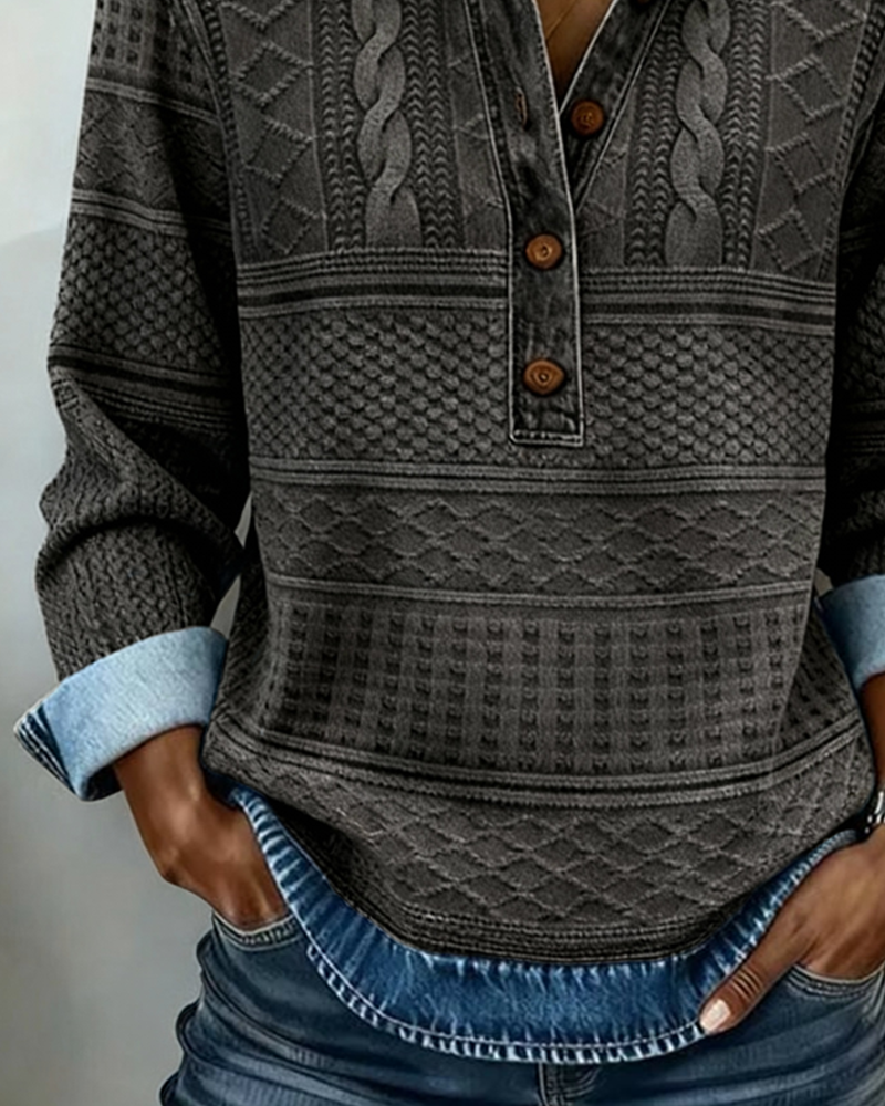 Émilie | Pull texturé à col boutonné