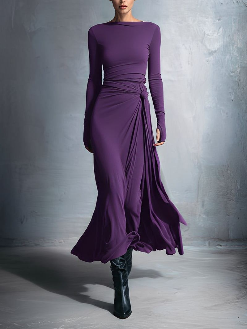 Naomie | Robe Maxi en Soie avec Nœud