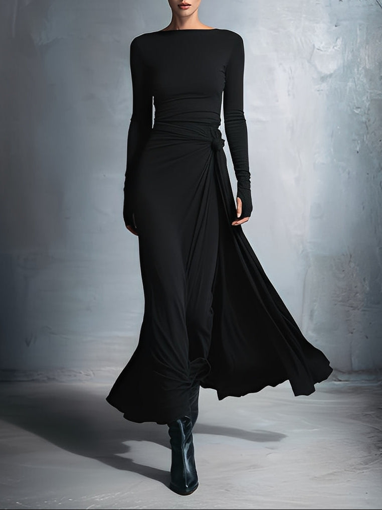 Naomie | Robe Maxi en Soie avec Nœud