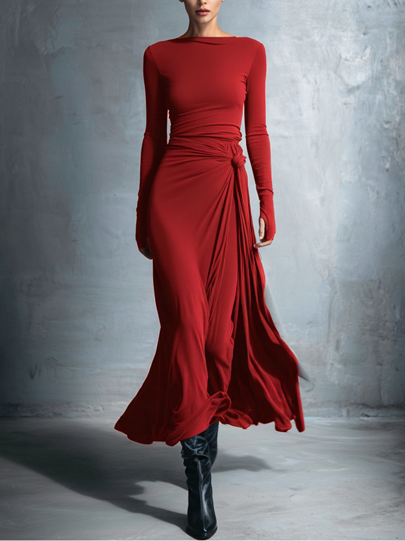 Naomie | Robe Maxi en Soie avec Nœud