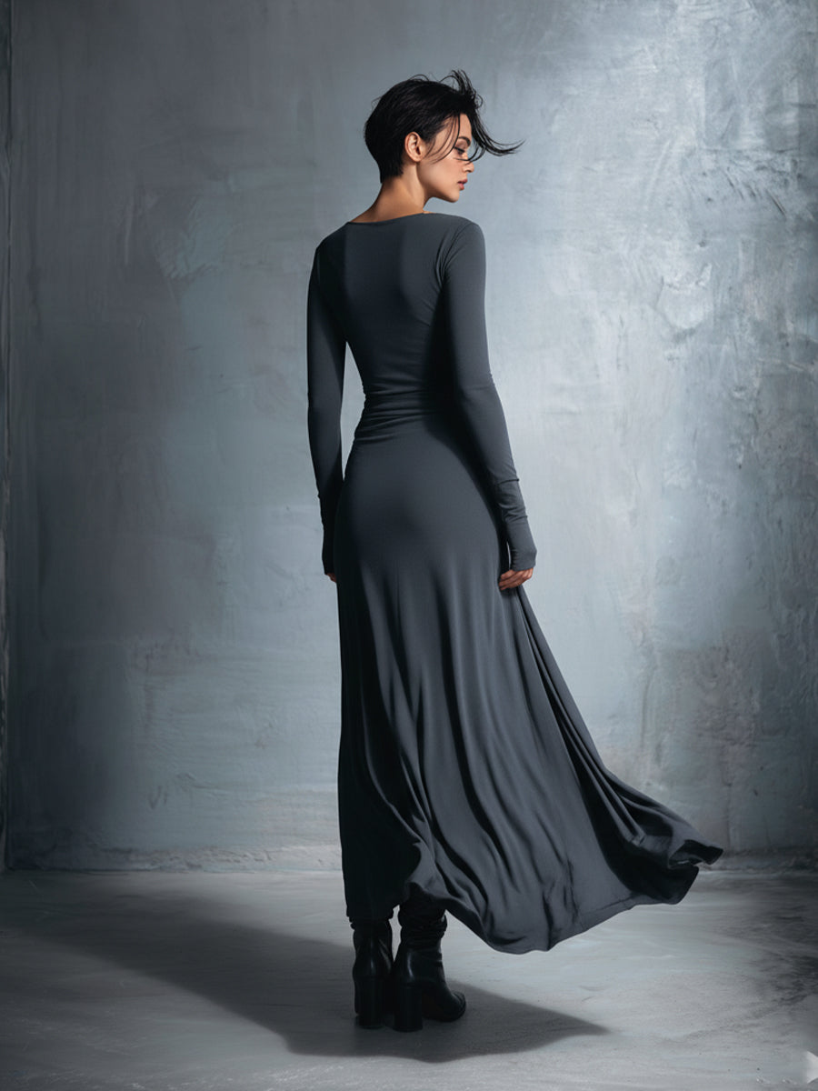 Naomie | Robe Maxi en Soie avec Nœud