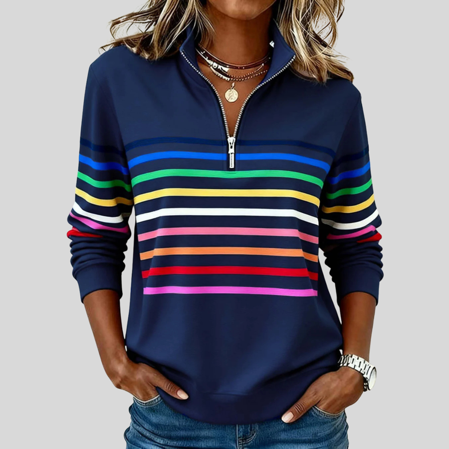 Prismette™ | Sweat à col zippé rayé coloré