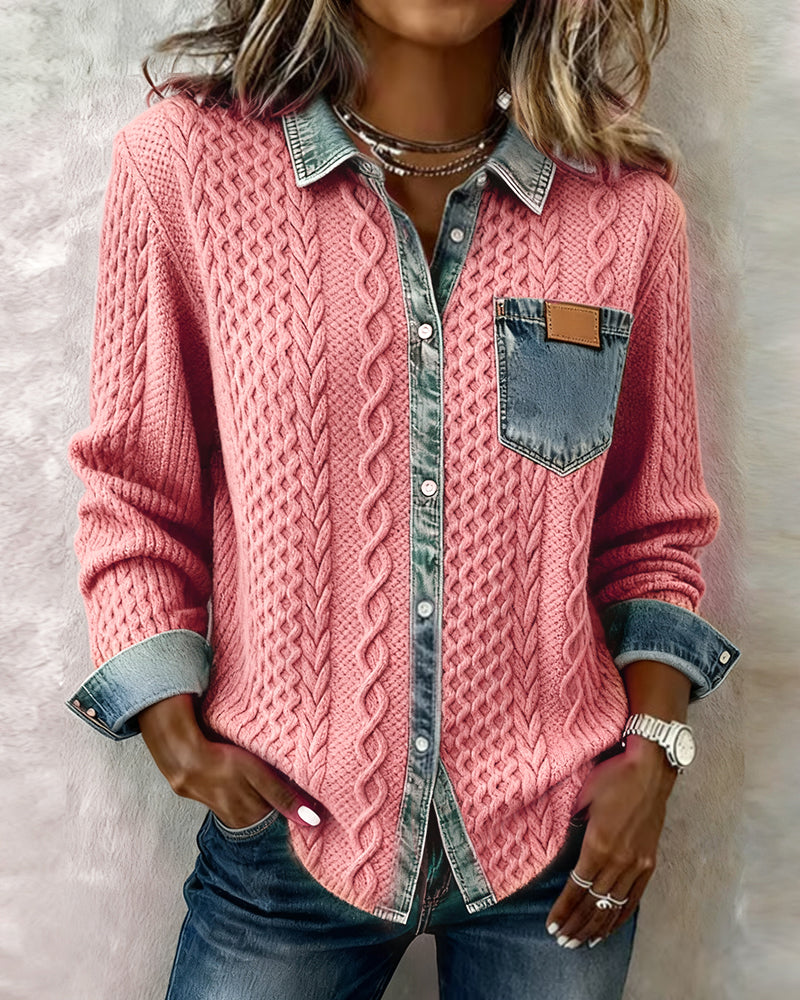 Chemise à manches longues avec détails en denim