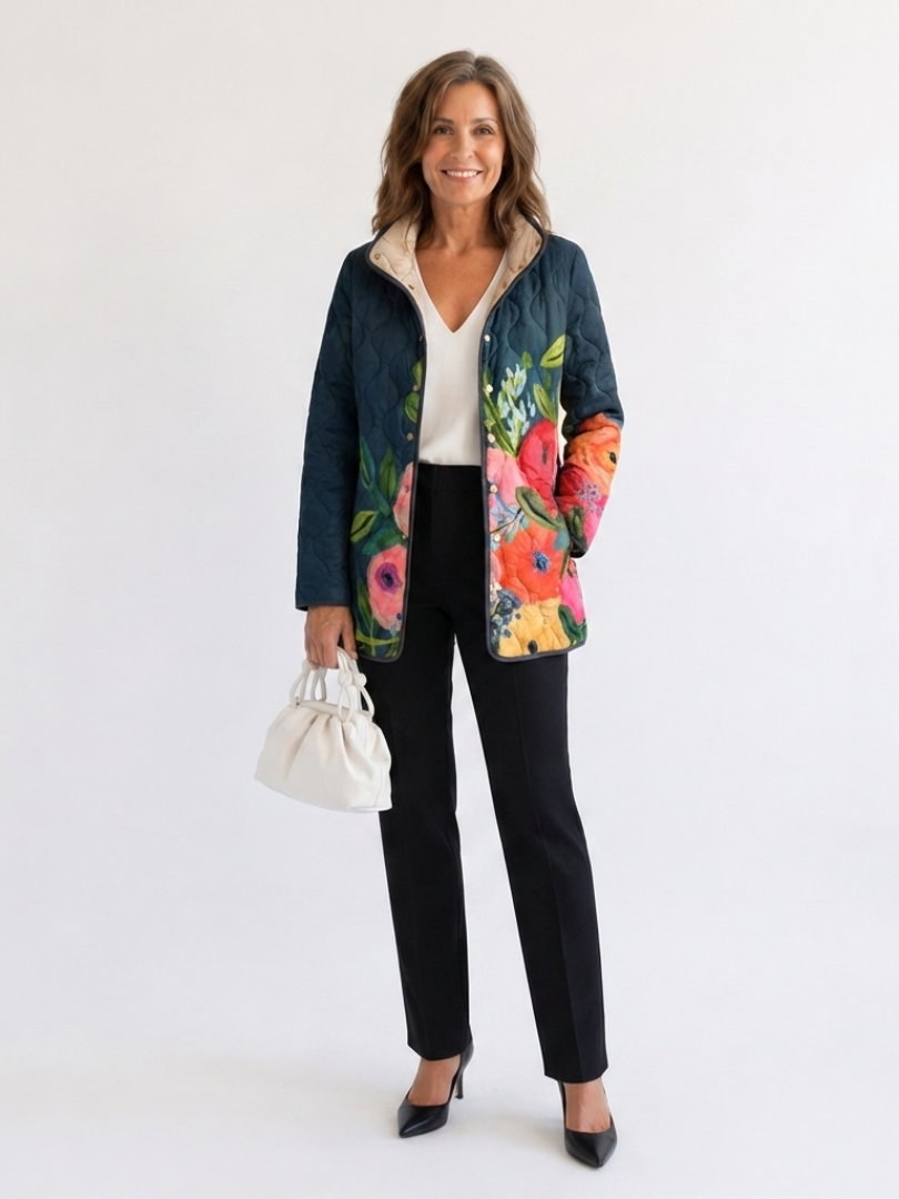 VALMORIE | Veste Matelassée Fleurs Peintes Camille