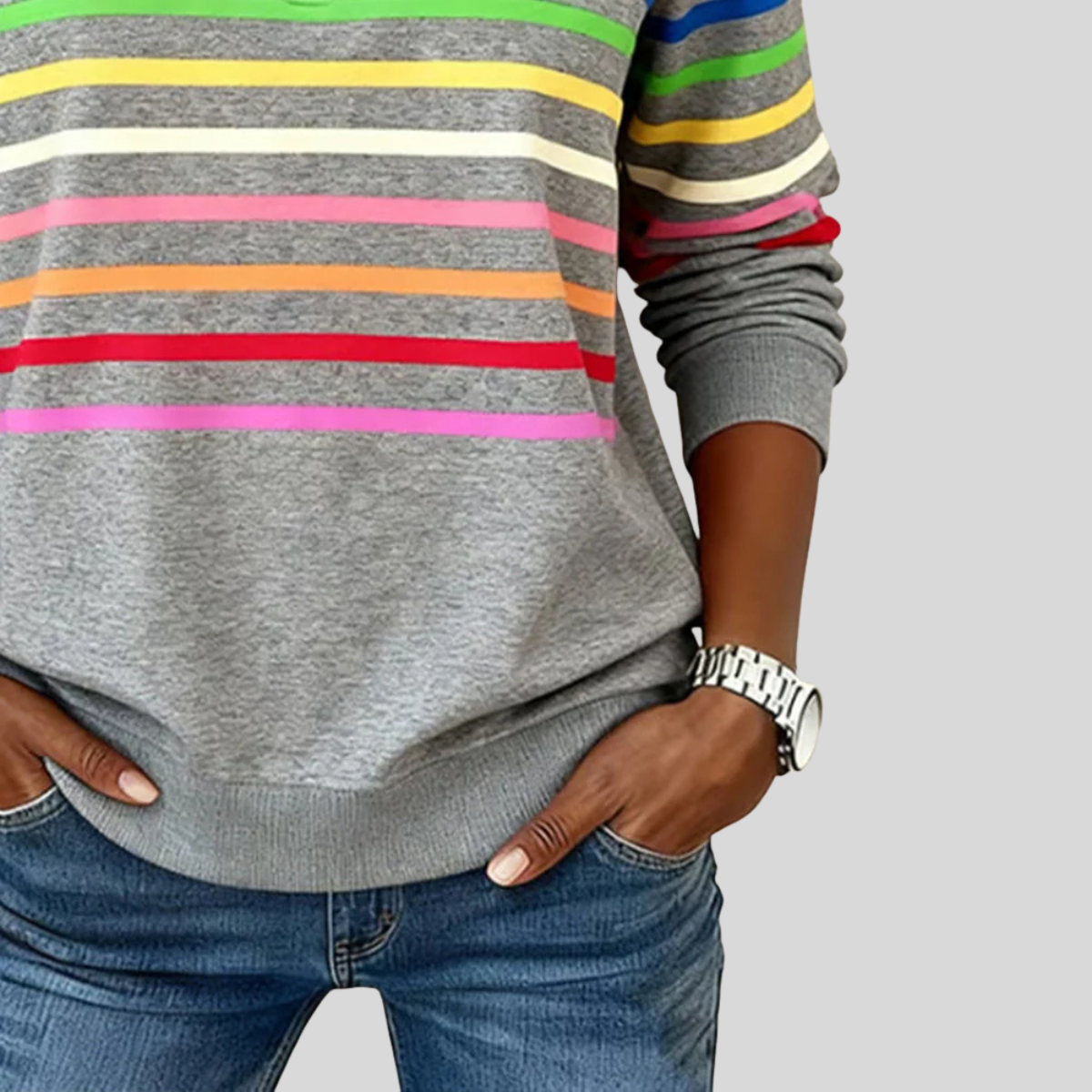 Prismette™ | Sweat à col zippé rayé coloré