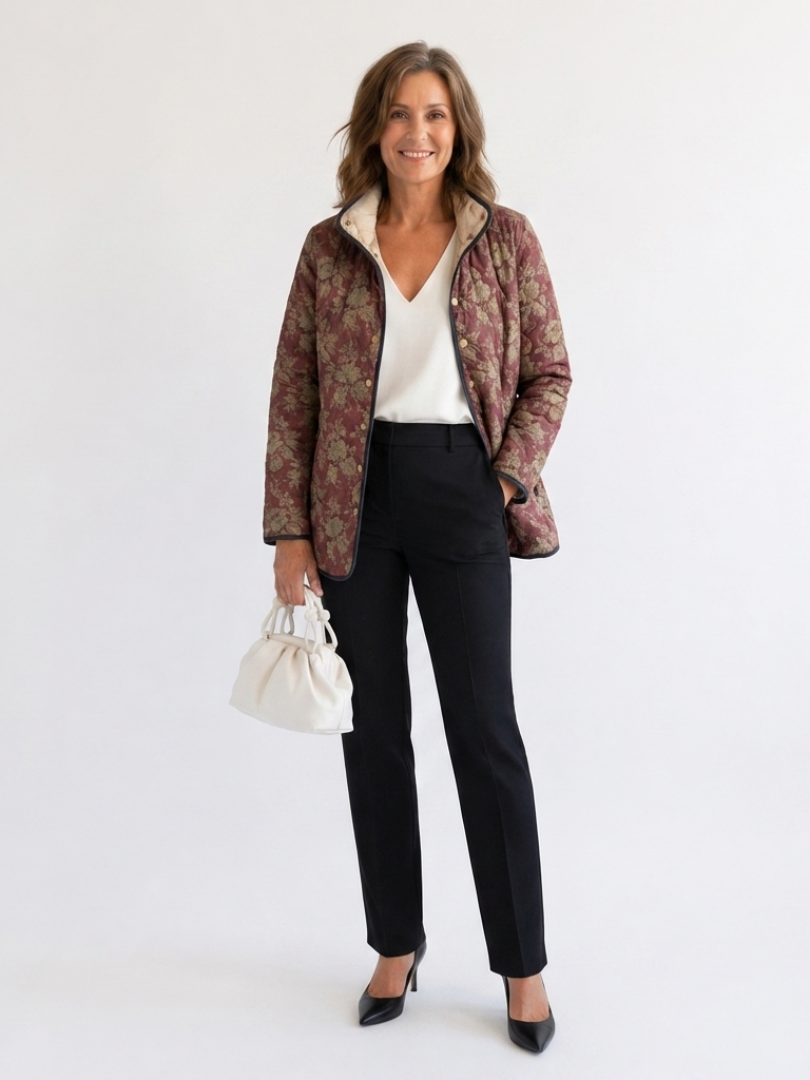 VALMORIE | Veste Matelassée Damas Prune Sophie