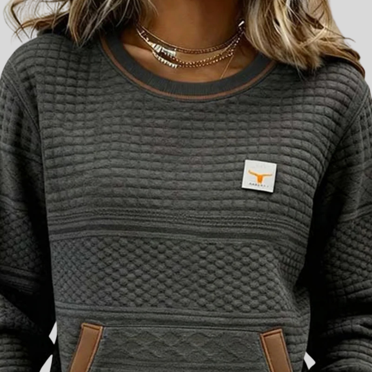 Noelle™ | Sweat-shirt à col rond en coloris bloc
