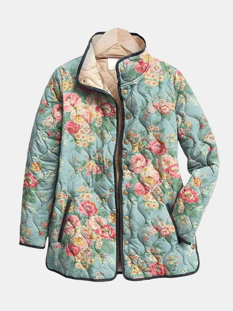 VALMORIE | Veste Matelassée Roses Céladon Mathilde