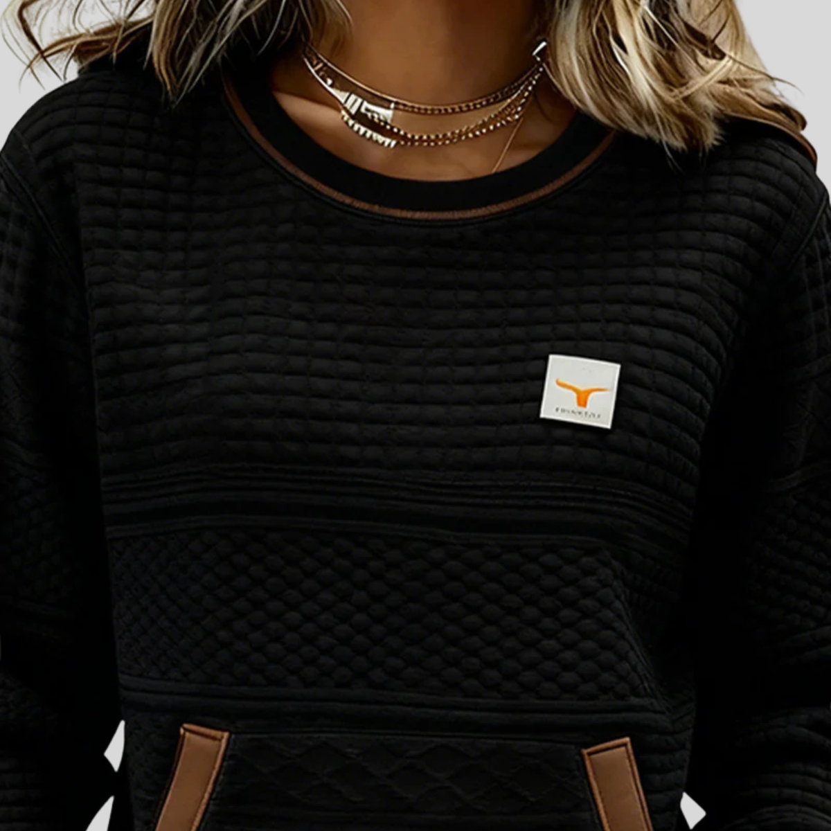 Noelle™ | Sweat-shirt à col rond en coloris bloc