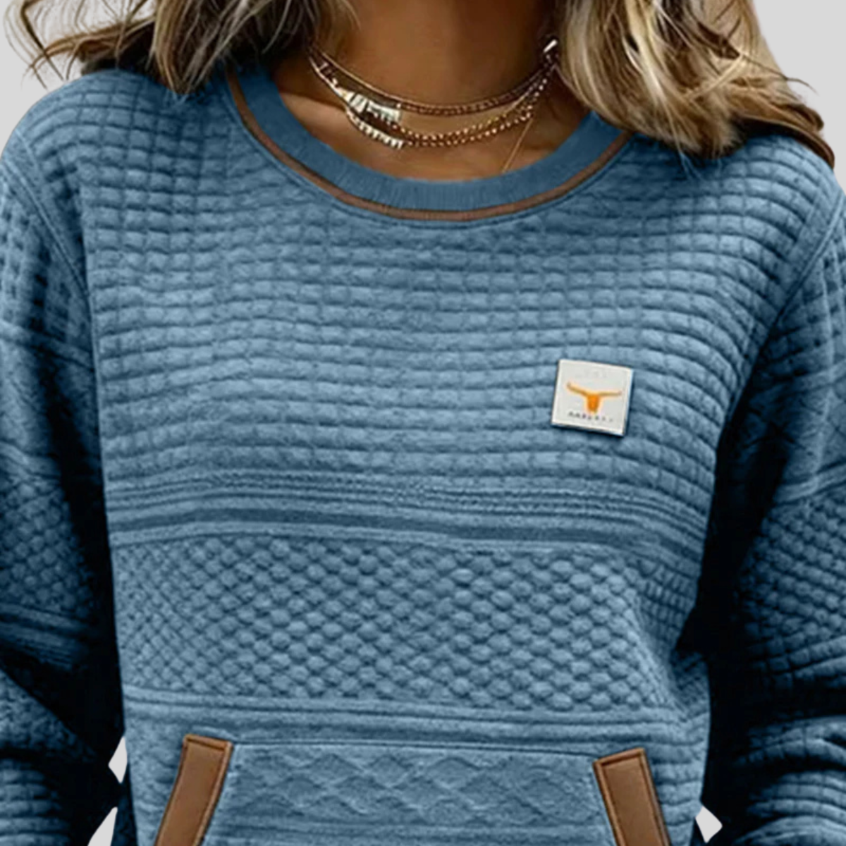 Noelle™ | Sweat-shirt à col rond en coloris bloc