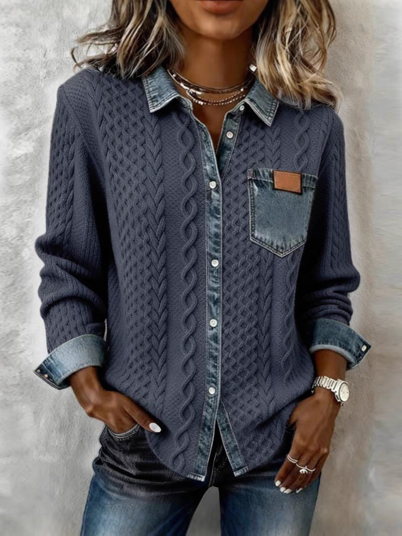 Chemise à manches longues avec détails en denim