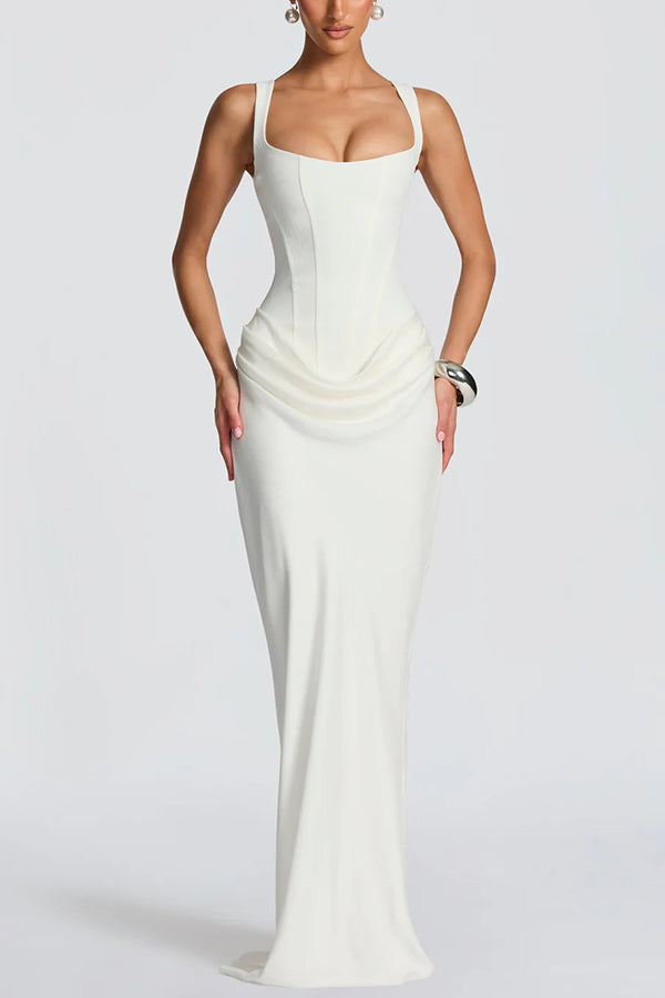 Éléonore | Robe Maxi avec Décolleté Carré