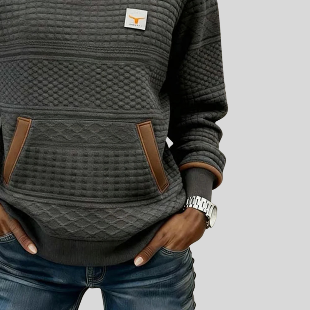 Noelle™ | Sweat-shirt à col rond en coloris bloc