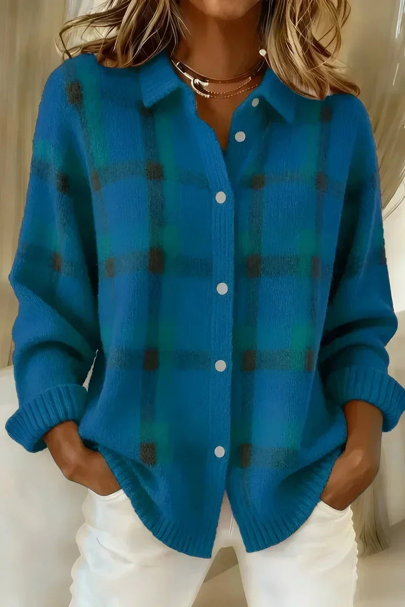 Kelsey™ | Cardigan à carreaux en maille brossée