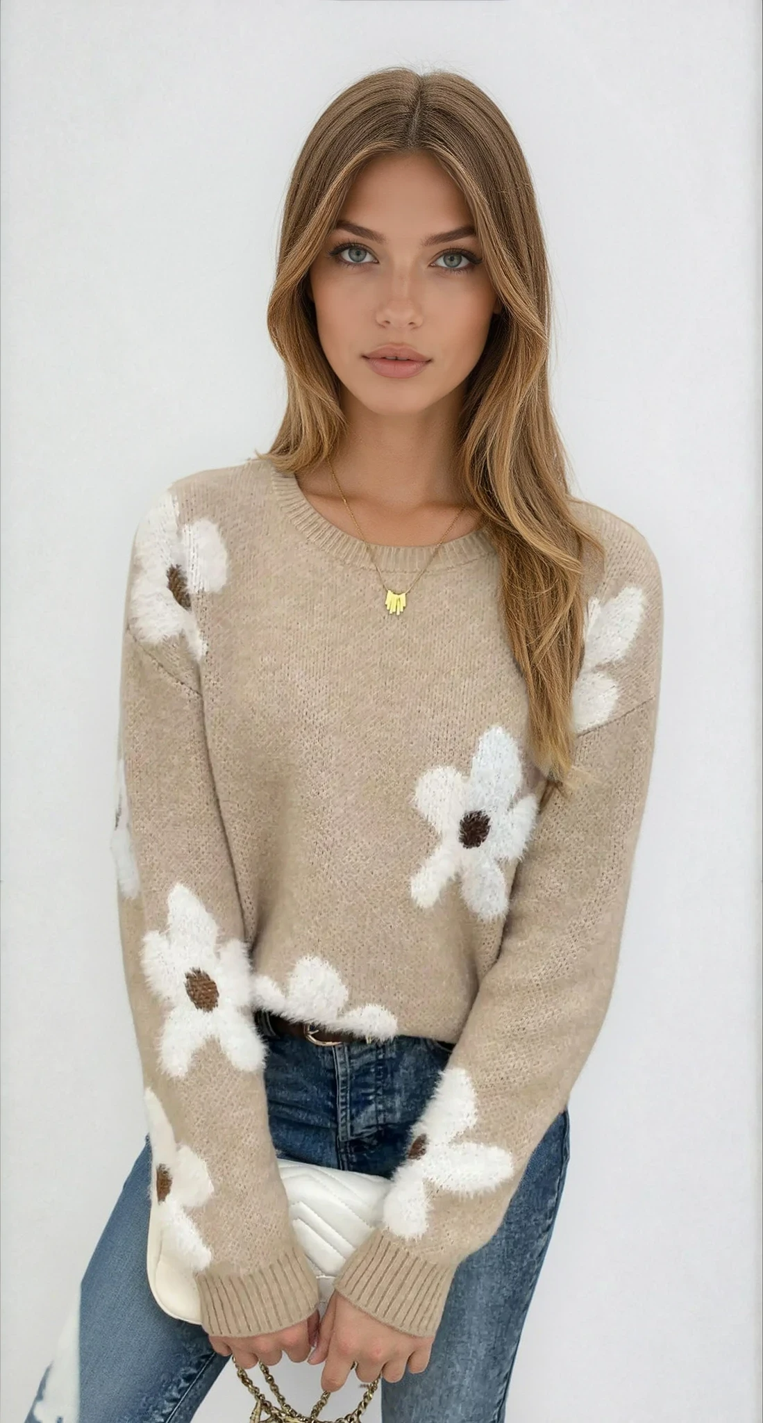 Daisy | Pull en maille à motif floral