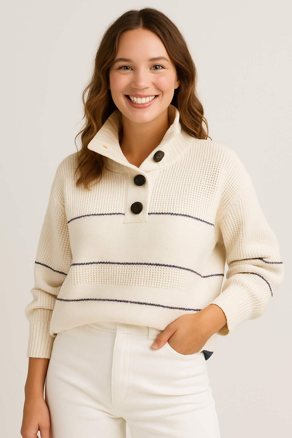 Tallulah | Pull en maille à col boutonné