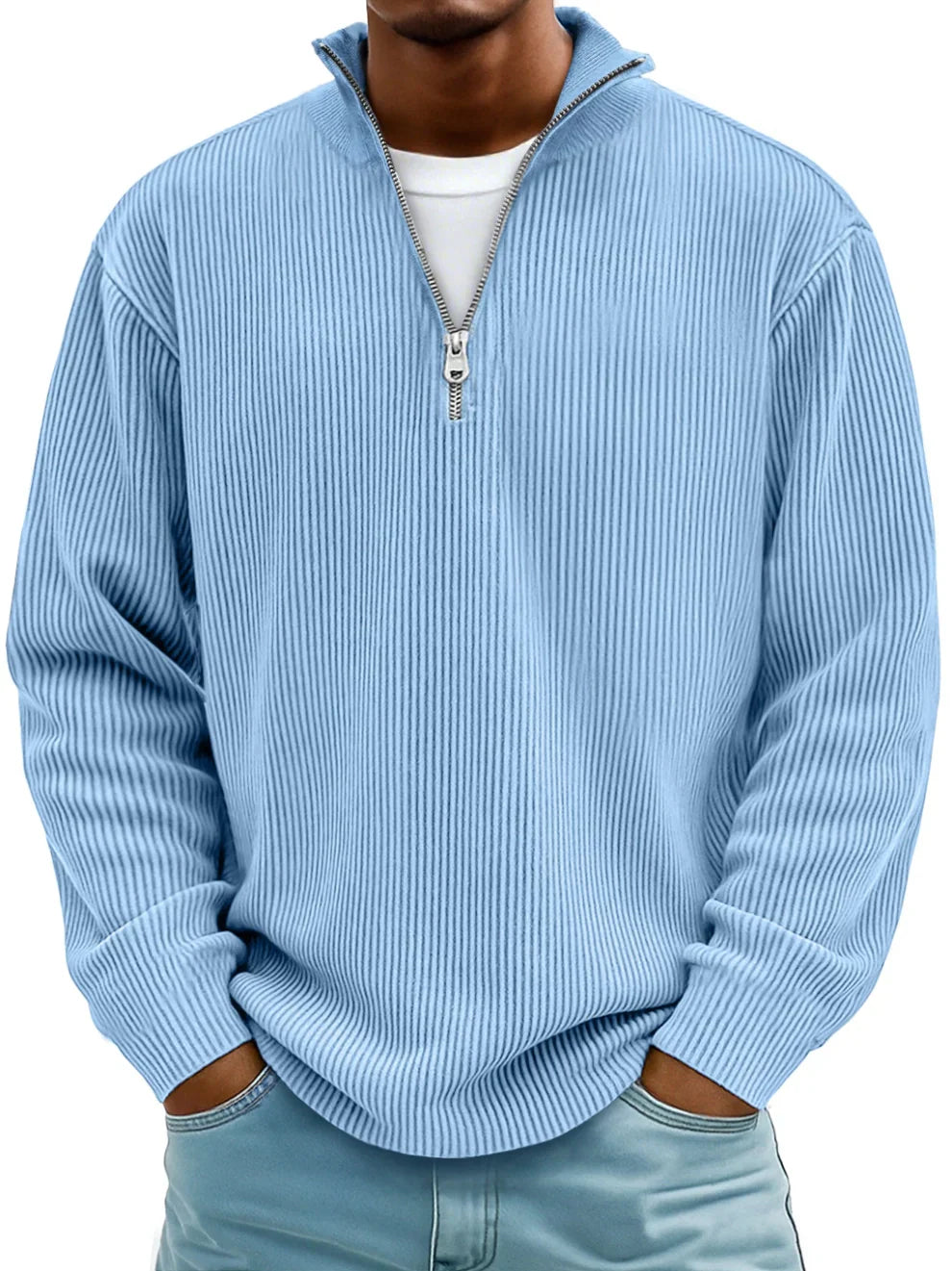 Valmorie | Pull Col Zippé Côtelé Marc