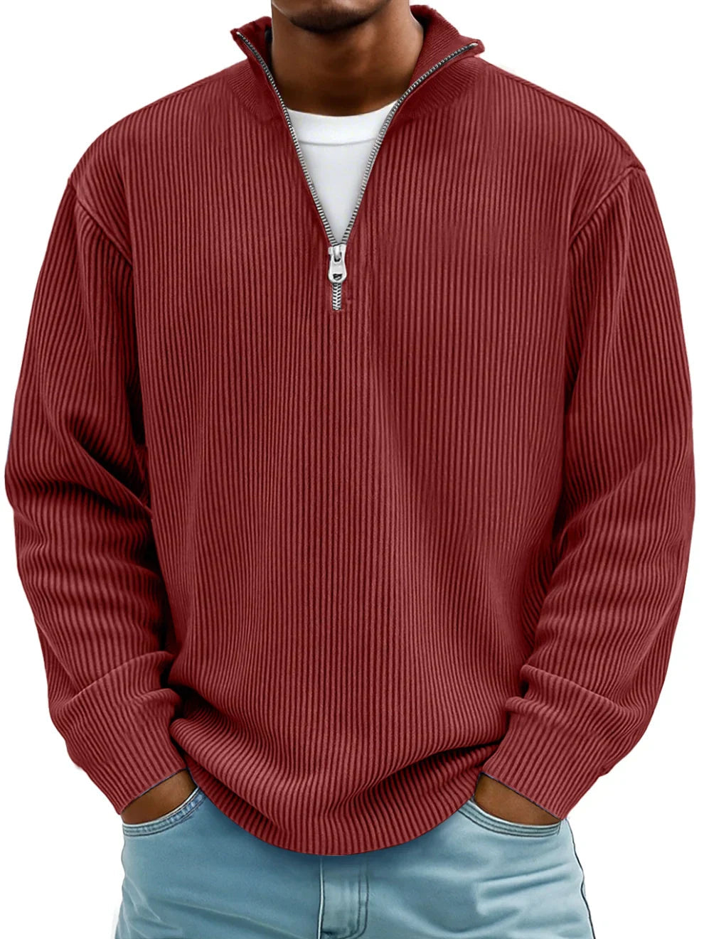 Valmorie | Pull Col Zippé Côtelé Marc