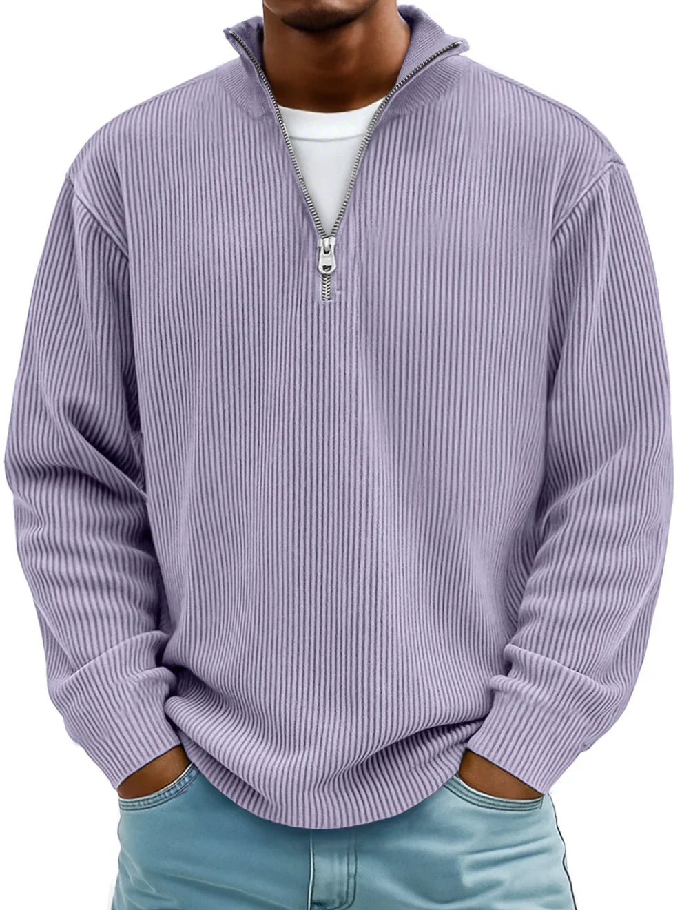 Valmorie | Pull Col Zippé Côtelé Marc