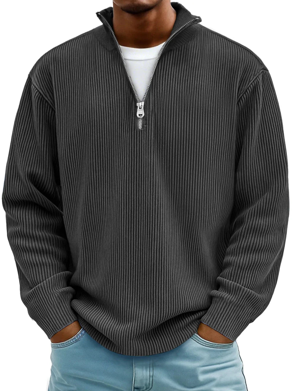 Valmorie | Pull Col Zippé Côtelé Marc
