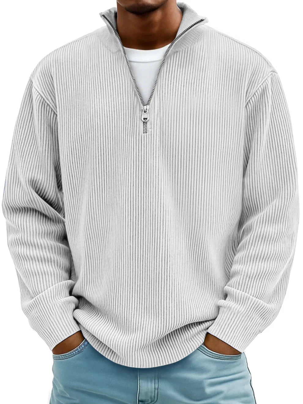 Valmorie | Pull Col Zippé Côtelé Marc