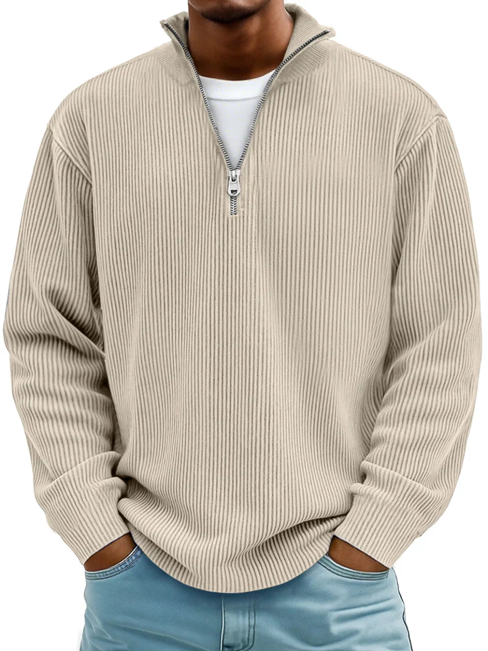 Valmorie | Pull Col Zippé Côtelé Marc
