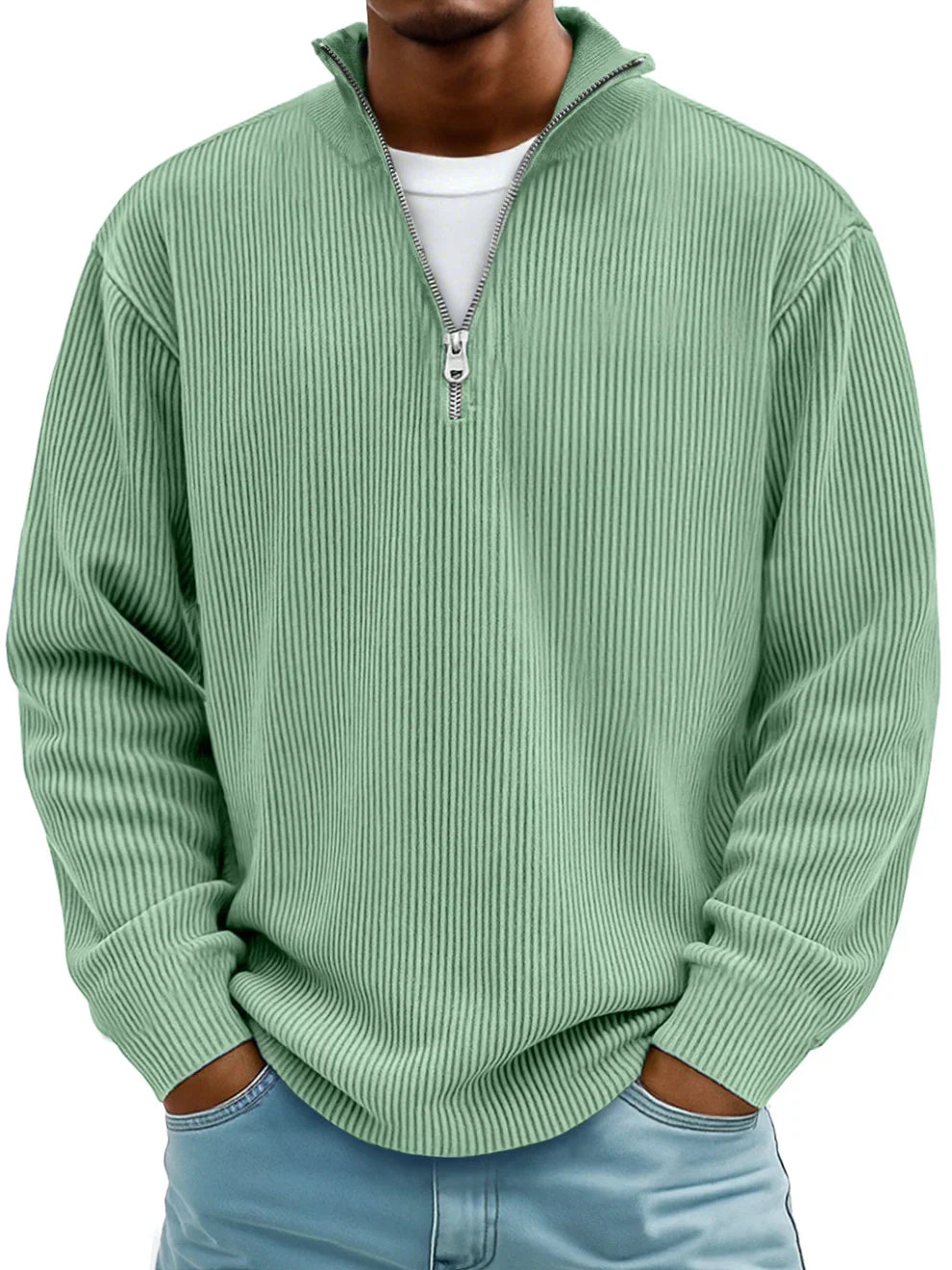 Valmorie | Pull Col Zippé Côtelé Marc