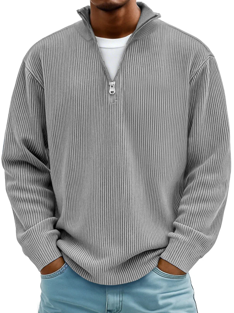 Valmorie | Pull Col Zippé Côtelé Marc