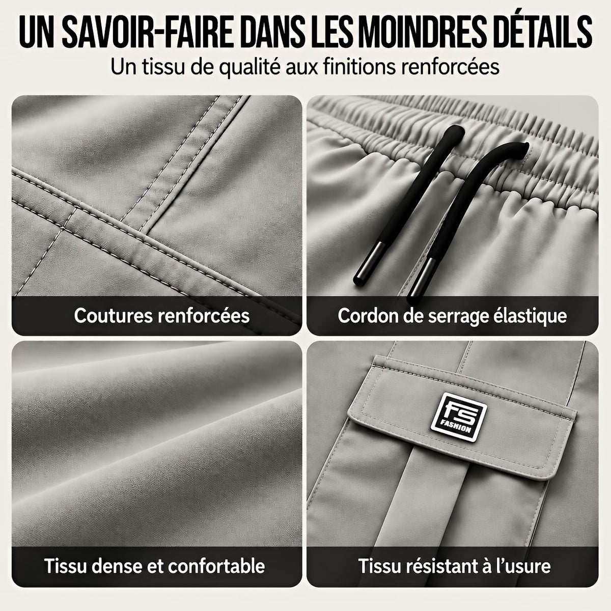 Pantalon cargo homme | Coupe décontractée avec poches | 1 ACHETÉ = 1 OFFERT