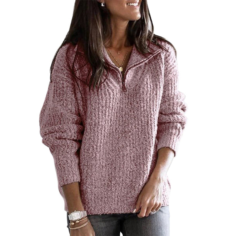 Greta | Pull décontracté à col zippé en quart de longueur