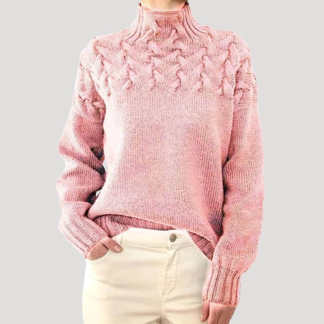 Denise | Pull à col montant en maille torsadée