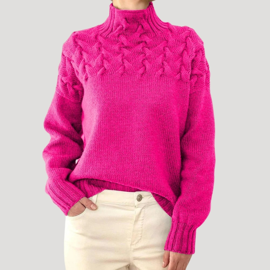 Denise | Pull à col montant en maille torsadée
