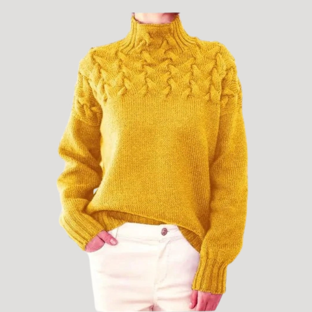 Denise | Pull à col montant en maille torsadée