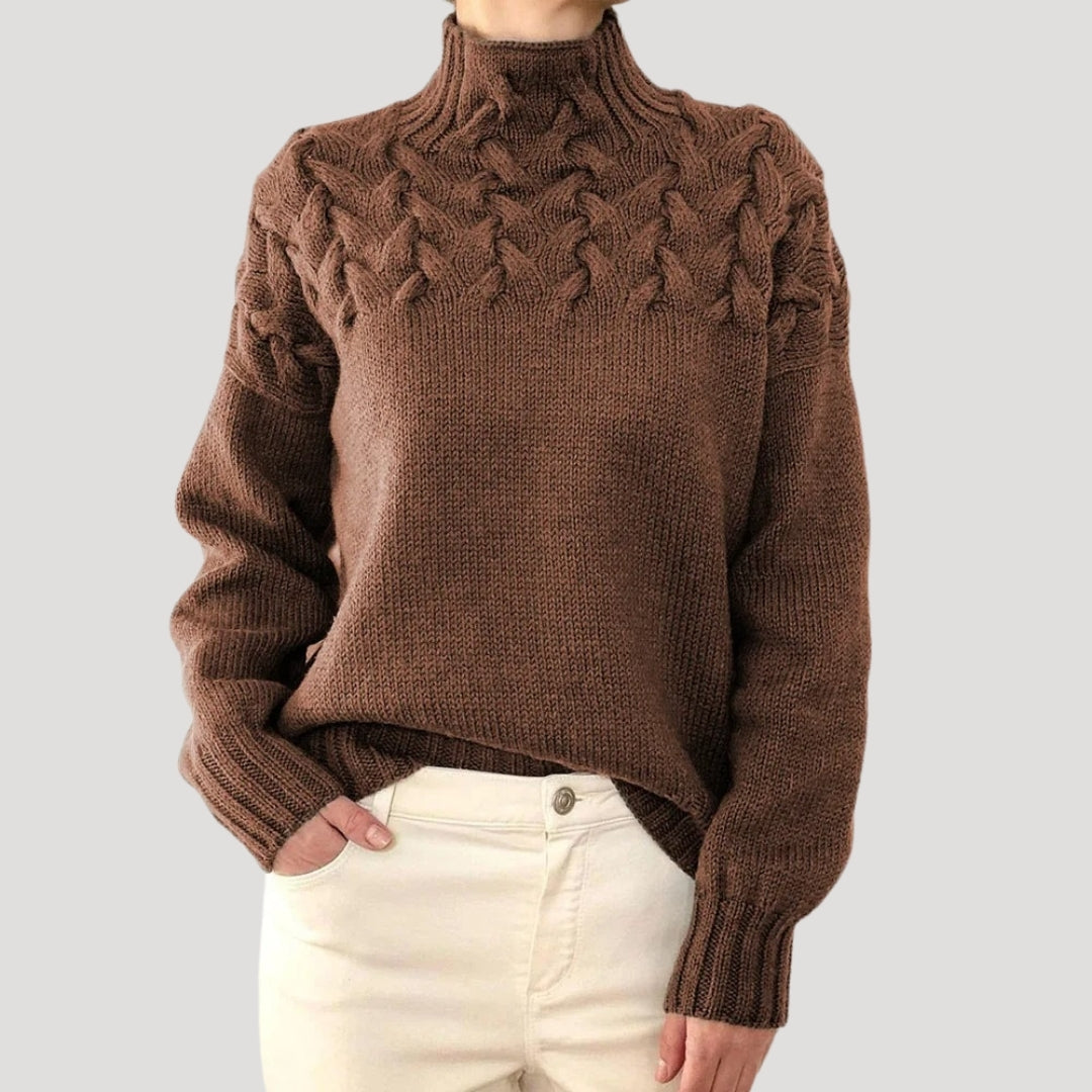 Denise | Pull à col montant en maille torsadée