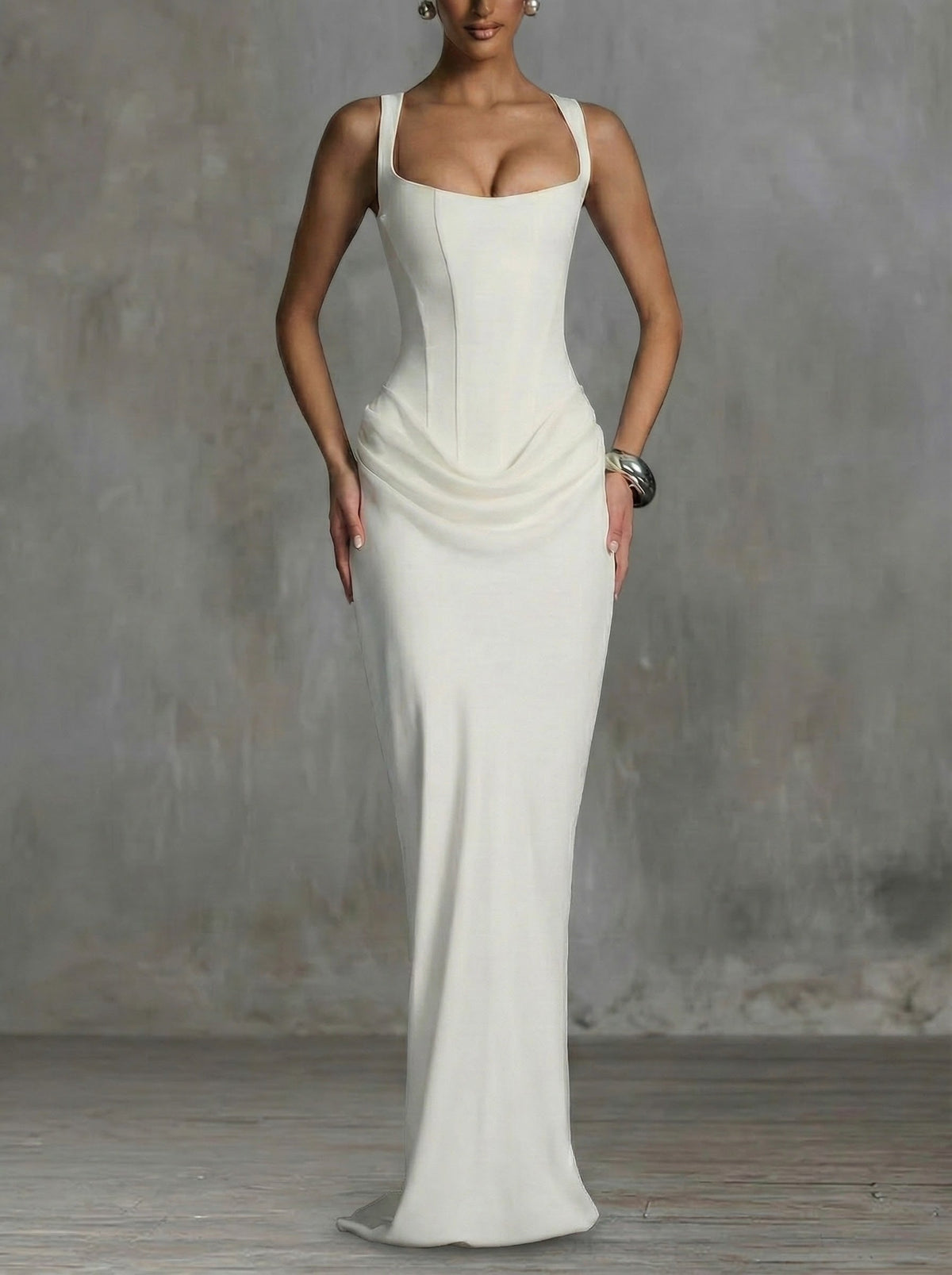 Éléonore | Robe Maxi avec Décolleté Carré