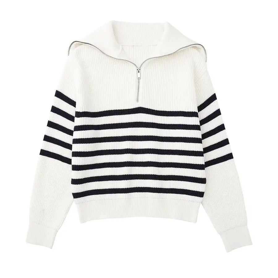 Cazel | Pull zippé rayé