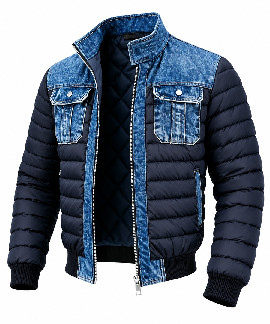 Varel | Veste hybride en denim matelassé
