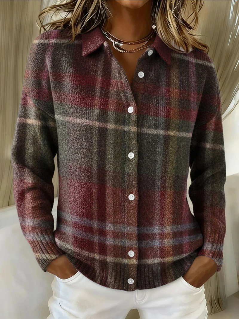 Eleanor | Cardigan classique en maille à carreaux