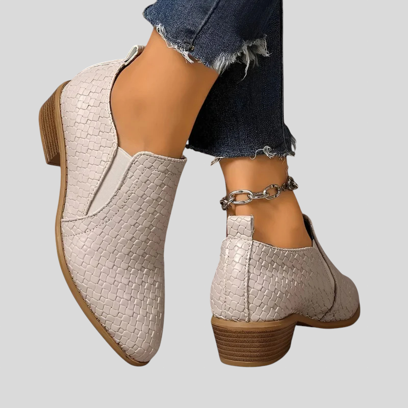 Éliane | Bottines Tressées à Talon Bloc
