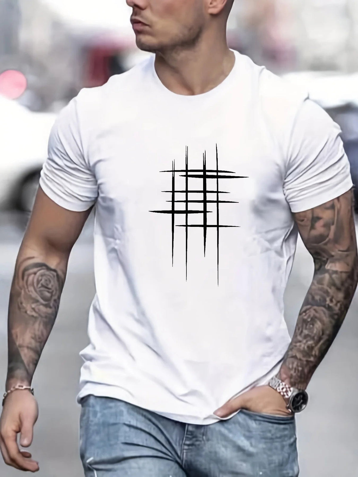 Cazel | T-shirt élégant à col rond avec imprimé graphique