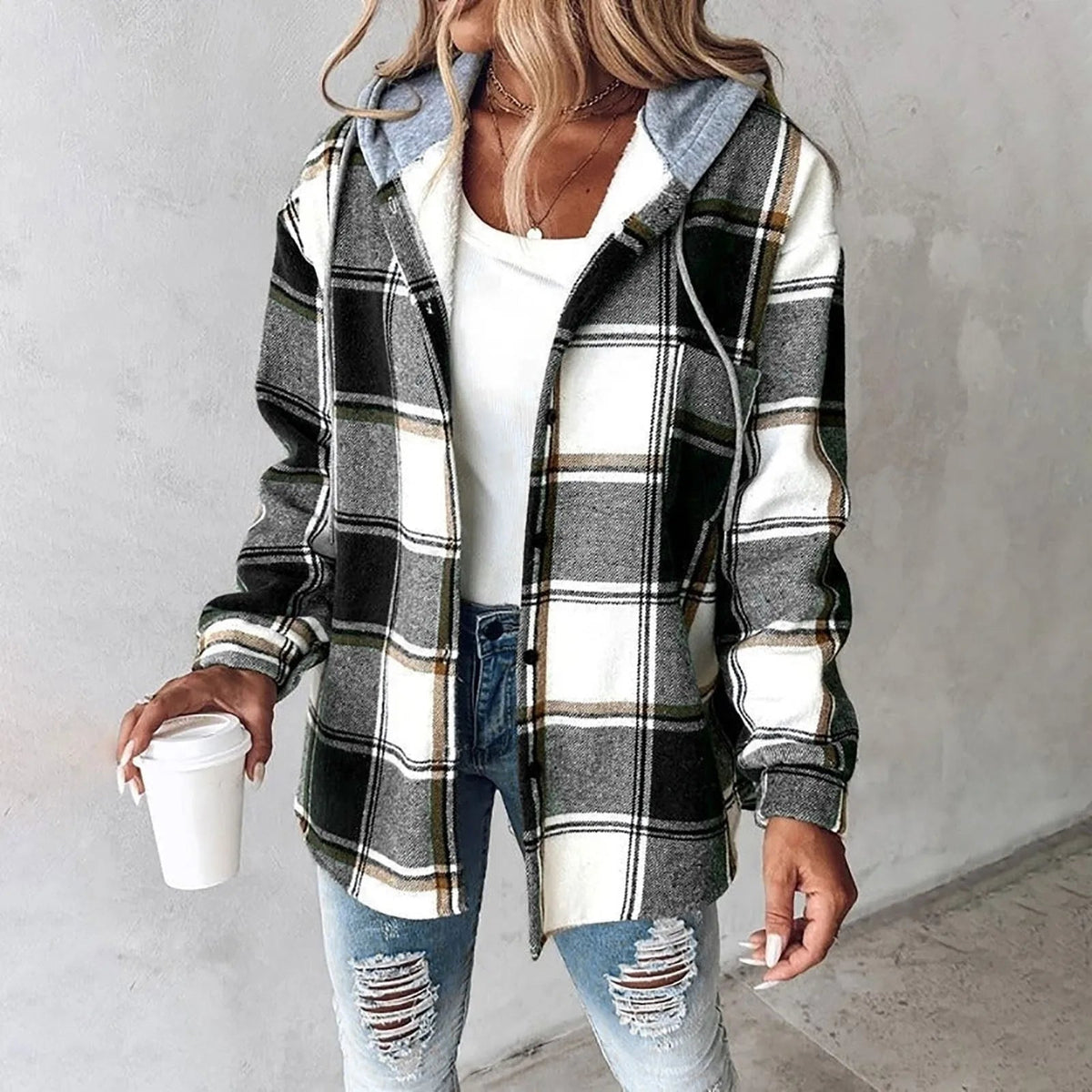 Chemise Overshirt Doublée avec Capuche Élise