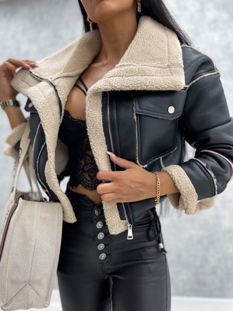valmorie® | VESTE EN CUIR AVEC LAINE