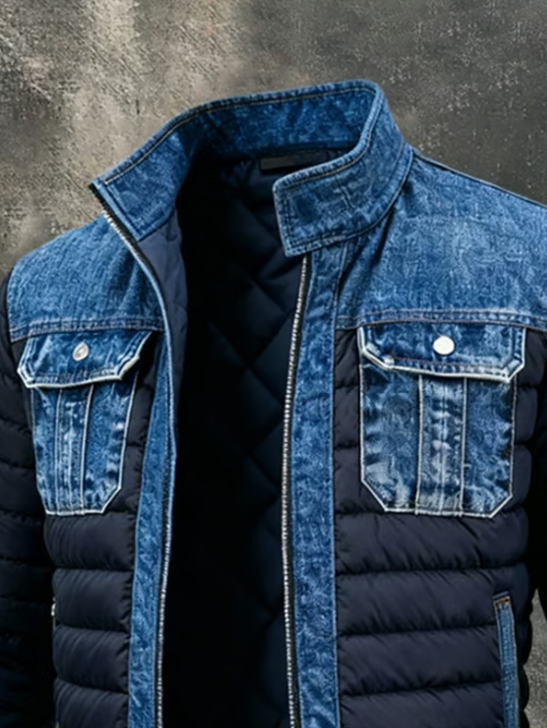 Varel | Veste hybride en denim matelassé