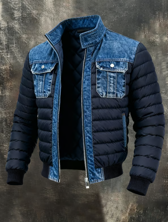 Varel | Veste hybride en denim matelassé