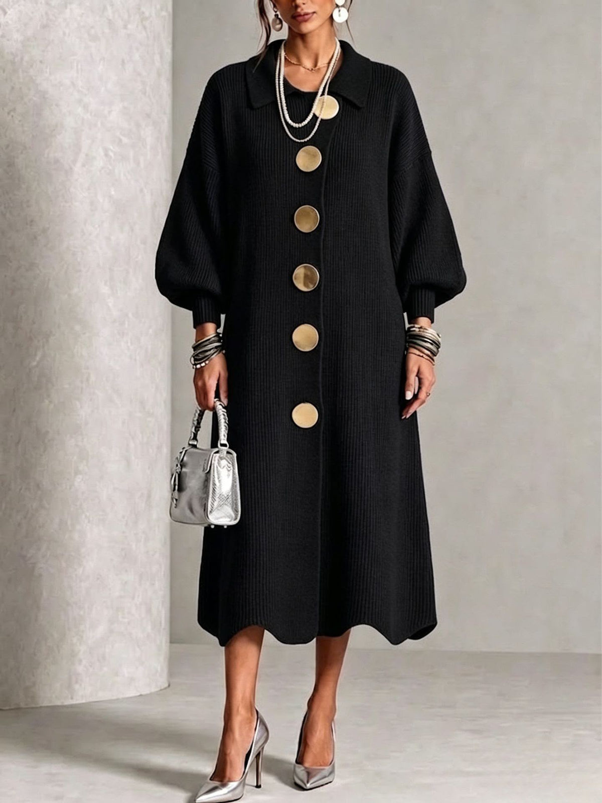 Clarie | Robe Longue Boutonnée Couvrant le Ventre