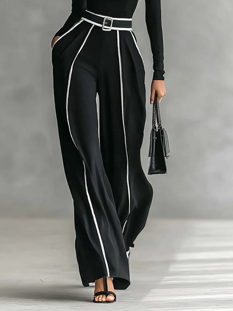 Emma | Ensemble Élégant avec Col Montant et Pantalon Large