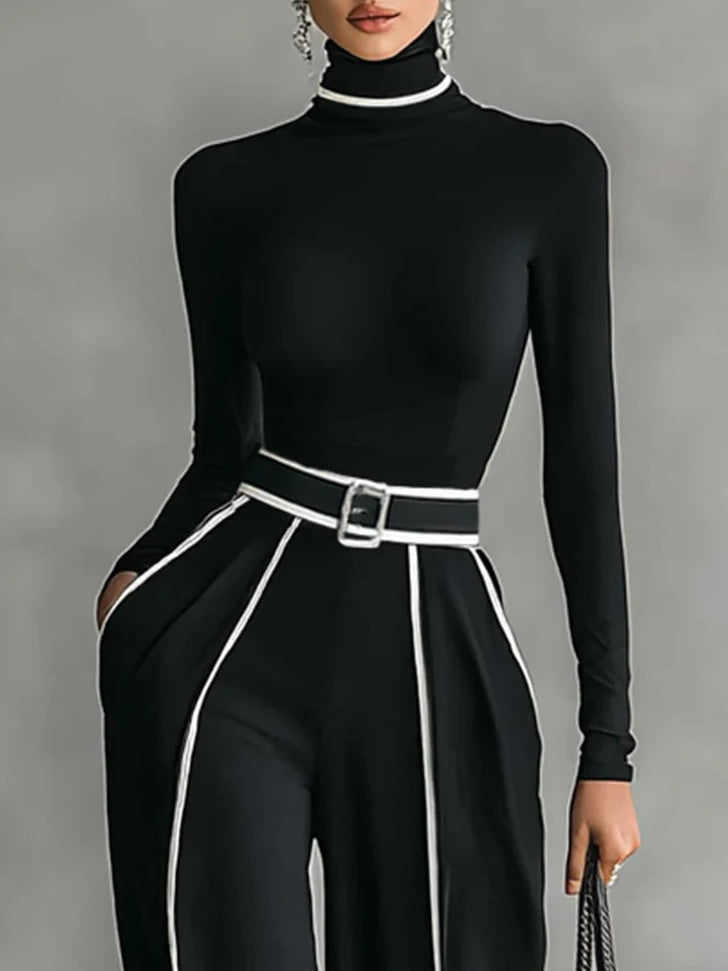 Emma | Ensemble Élégant avec Col Montant et Pantalon Large