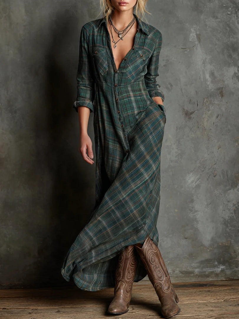 Valentine | Robe à Carreaux Longue