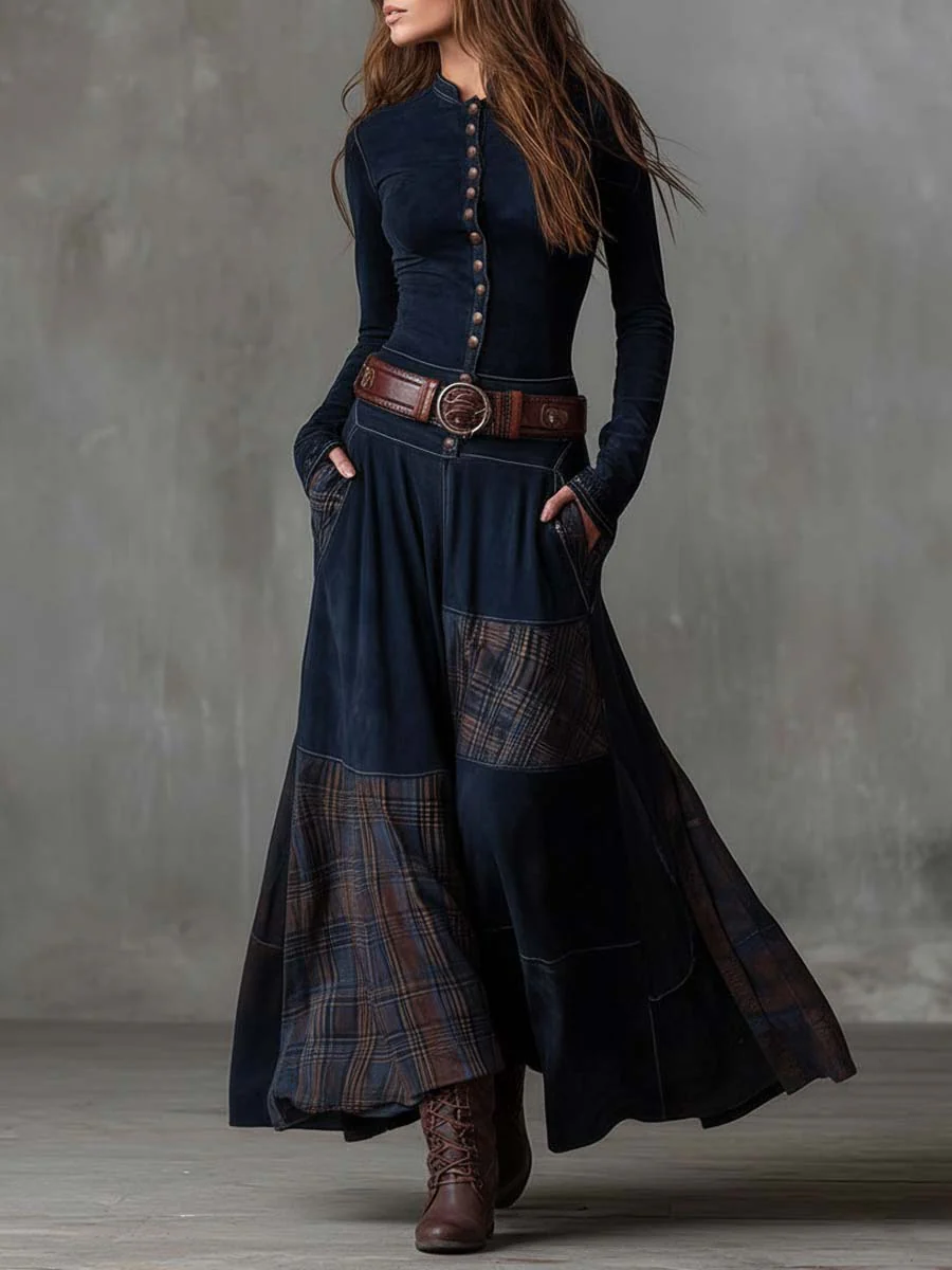 Élise | Robe Maxi en Suède avec Ceinture