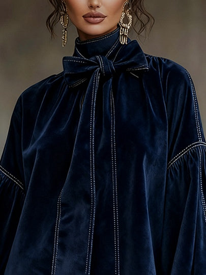 Tiphaine | Robe Mini en Velours avec Nœud